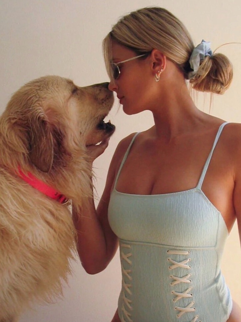 Frankie’s Bikinis Blue Lace-Up One-Piece Swimsuit
